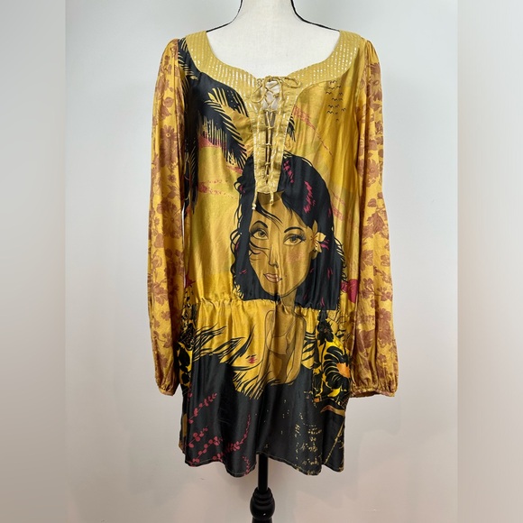 Custo Barcelona Vintage 90 Silk Blend Print Tunic Dress - Size 4 - Picture 5 of 9